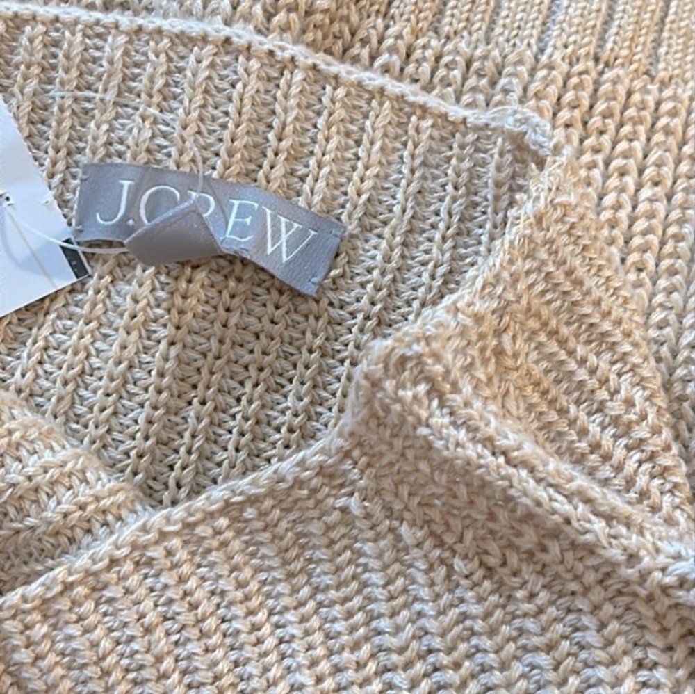 J. Crew Ribbed funnel neck sweater  linen cotton blend Soft Khaki Bone XXS NWT - Picture 8 of 12